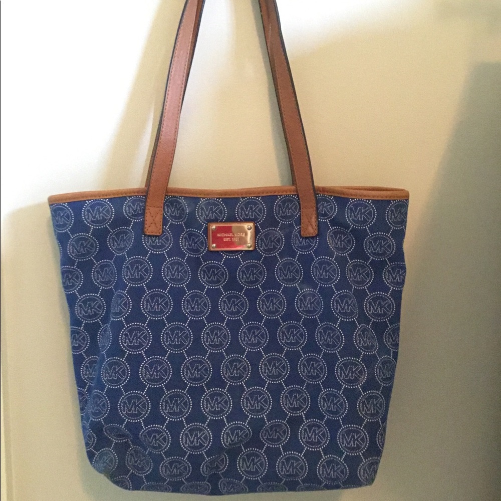 Michael Kors blue patterned tote